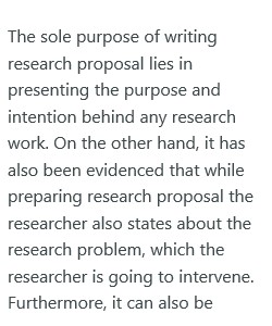 In your initial post, •	Briefly describe the purpose of a research proposal and its components. •	Present your research question and/or hypothesis. •	Give some background information on the topic, including citing one or two previous related studies with 